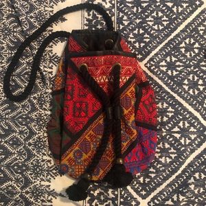 NWOT Embroidered Boho Bucket Bag